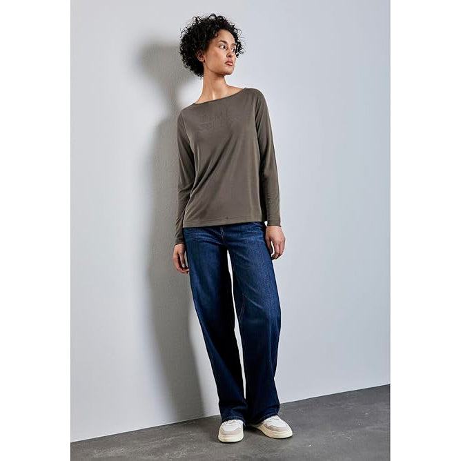 Maglia Scollo A Barchetta Donna Maniche Tre Quarti Di Cotone